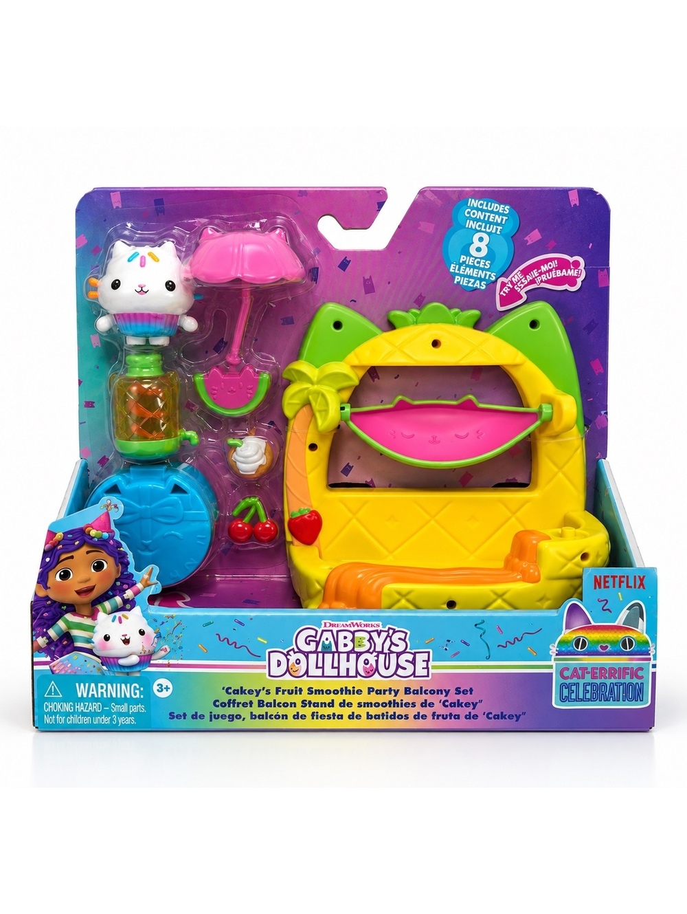 Gabby’s Dollhouse Cakey’s Fruit Smoothie Party Balcony Set 8pc NEW
